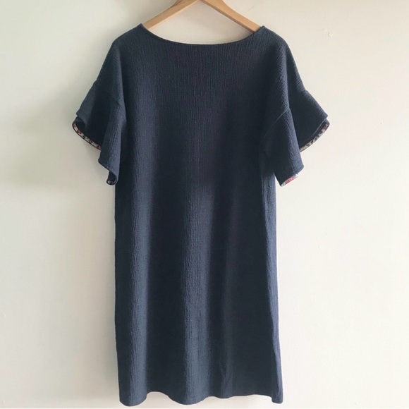 Heyton Navy Ruffle Sleeve T-shirt Dress Shift L - Picture 4 of 8